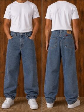 Wrangler Jeans 38x30 Vintage Wash Relaxed Fit Straight Leg Denim Men’s